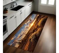 Couleur Orange Tapis de Cuisine Coucher de Soleil dans Le maquis désertique 60 x 180 cm Antidérapant Résistant Lavable Tapis de Passage Couloir Buanderie Salle de Bain