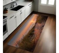 Couleur Orange Tapis de Cuisine Lever de Soleil sur la Plage Dunes de Sable Lavable Doux Polyester 50 x 150 cm Tapis d’Entrée Absorbant Passage Couloir Facile à Nettoyer