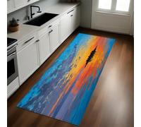 Couleur Orange Tapis de Cuisine Lever de Soleil sur l'océan et Les îles Antidérapant Lavable 60 x 180 cm pour Cuisine Couloir Salon Chambre Salle de Bain