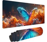 Couleur Orange Tapis de Souris XXL 800 x 400 x 4 mm Grand Tapis Souris Papillon Mouse Pad Accessoire Bureau, Lavable, Base en Caoutchouc Antidérapant, Imperméable Mousepad pour Bureau Decor w-3864