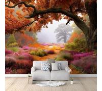 Couleur Papier peint intissé, 250 x 175 cm Papier Peint Géant 3D Salon Chambre Salle À Manger Chambre D'Enfant Papier Peint Décoration Murale - Mystérieux Forêt Plantes Fleurs