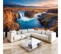 Couleur Papier Peint Intissé Photo Mural 350 x 256 cm, Photographie Nature Cascade Coucher De Soleil Motif Muraux Geant Poster, Personnalisable Wallpaper pour Salon Cuisines Bureau Chambre d'enfants