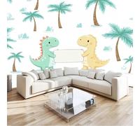 Couleur Papier Peint Non-tissées Panoramique 400 x 280 cm Format personnalisé, 3D Poster Geant Mural, Dessin Animé Simple Animaux Dinosaures Plantes pour Salon Chambre restaurant Décoration Murale