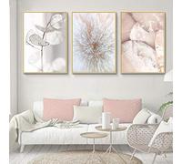 Couleur Pastel Toile Tableau Murale Art Peinture Blush Rose Affiche Botanique Imprimer Nature Murale Tableaux Salon Salle À Manger Decoration 40 × 50 cm × 3 Sans Cadre
