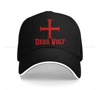 Couleur Pure Chapeaux de Papa Deus Vult Croix des Templiers Chapeau Rouge pour Hommes, visière de Soleil, Casquettes de Baseball Chevaliers du Templier Casquette à visière