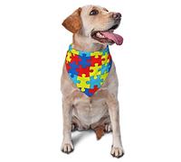 Couleur Puzzle Trouble Autistique Motif Chien Bandanas Écharpe pour Animaux de Compagnie Triangle Bavoir Chats Foulard Réglable Accessoires pour Petit Moyen Grand Chiot