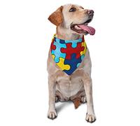 Couleur Puzzle Trouble Autistique Motif Chien Bandanas Écharpe pour Animaux de Compagnie Triangle Bavoir Garçon Fille Foulard Réglable Accessoires pour Petit Moyen Grand Chiot