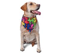 Couleur Puzzle Trouble Autistique Motif Chien Bandanas Écharpe pour Animaux de Compagnie Triangle Bavoir Chats Foulard Réglable Accessoires pour Petit Moyen Grand Chiot