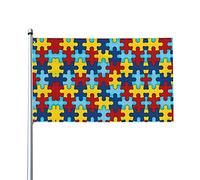 Couleur Puzzle Trouble Autistique Motif Drapeau 0,9 x 1,5 m Un Côté Extérieur Ferme Yard Signe Jardin Drapeau Décoratif Avec Œillets En Laiton