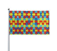 Couleur Puzzle Trouble Autistique Motif Drapeau 0,9 x 1,5 m Un Côté Extérieur Ferme Yard Signe Jardin Drapeau Décoratif Avec Œillets En Laiton
