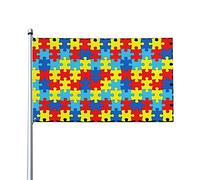 Couleur Puzzle Trouble Autistique Motif Drapeau 0,9 x 1,5 m Un Côté Extérieur Ferme Yard Signe Jardin Drapeau Décoratif Avec Œillets En Laiton