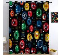 Couleur Rideau Occultant Thermiques, Bouton De Jeu Numérique Double Rideau Isolant Anti-Bruit, Économie d'Énergie, Opaque Doux et Esthétiques pour Chambre et Salon, Lot de 2, 110 x 215 cm