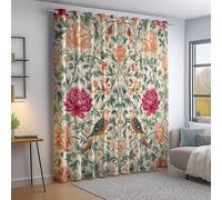 Couleur Rideaux à Oeillets - William Morris Fleurs Oiseaux Ombrage de la lumière et Isolation Thermique Rideaux Imprimé - pour Salon Et Chambre Enfant Décoration De Fenêtre, L140×H245 cm