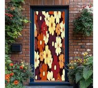 Couleur Sticker Porte effet 3D, Motif Floral Rétro Hippie Auto Adhésif Amovible Imperméable PVC Autocollants De Porte Muraux - Décoration pour Salon Chambre Salle de Bain, 77 x 200 cm