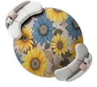 Couleur Tapis de Salon Rond 160 cm, Rétro Beau Fleurs Tournesols Tapis Chambre Antidérapant Lavable, Ne Perd Pas Ses Poils Moelleux Moquette pour Chambre d'enfant Salle à Manger