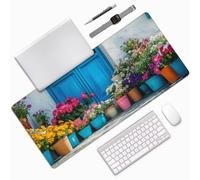 Couleur Tapis de Souris Gaming 1200x600x3mm, Grand Tapis de Souris Gamer Bureau Fleur Bords Surpiqués Précision et Vitesse Base en Caoutchouc Imperméable Antidérapante pour Bureau,Études,Gaming 0E-123