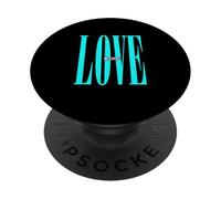 Couleur Turquoise et graphisme Love Turquoise PopSockets PopGrip Adhésif
