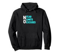Couleur Turquoise No Excuses-Fear-Limits Graphisme Turquoise Sweat à Capuche