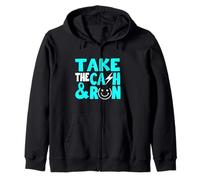 Couleur Turquoise Take The Cash & Run Turquoise Graphic Sweat à Capuche