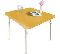Couleur unie carré bord élastique ajusté table à manger décoration accessoire nappe décoration maison décor-or-table 80x80cm