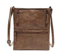 Couleur unie, grande capacité, bandoulière réglable, double fermeture éclair, sac à bandoulière polyvalent avec une épaule pour femme, kaki, Taille unique pour tous