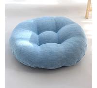 Couleur Unie Lin Coussin pour Chaise, Ronds Épais Respirante Coussin de Siège Doux Confortable Coussinets de Chaise Coussin matelassé pour Chaises de Bureau Salon Balcon-bleu-48x48cm(19x19pouces)