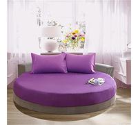 Couleur Unie Rondes Drap Housse Antidérapants Housse De Matelas, Chickwing 100% Coton Confortable Respirant Drap-Housse Poche Profonde 25cm - Résistant Rides (Mauve,200cm)
