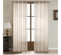 Couleur Unie Sheer Veer Curtais 2 Paels Veuve Voile Paels Semi Sheer Elegat Veuv Drapes Grommet Top pour Kitche Chambre Childre Livig Chambre Cour, Beige 2, 214 x 259 cm