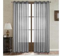 Couleur Unie Sheer Veer Curtais 2 Paels Veuve Voile Paels Semi Sheer Elegat Veuv Drapes Grommet Top pour Kitche Chambre Childre Livig Chambre Cour, Grey, 254 x 244 cm