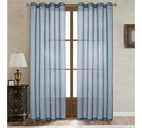 Couleur Unie Sheer Veer Curtais 2 Paels Veuve Voile Paels Semi Sheer Elegat Veuv Drapes Grommet Top pour Kitche Chambre Childre Livig Chambre Cour, Blue, 214 x 214 cm