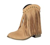 Couleur unie Talon épais Bout rond Femmes Casual Cheville Bottom Plat Mode Talon Court Fermeture éclair Bottes épaisses Bout rond Femmes Casual Cheville Bottes, beige, 40