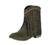 Couleur unie Talon épais Bout rond Femmes Casual Cheville Bottom Plat Mode Talon Court Fermeture éclair Bottes épaisses Bout rond Femmes Casual Cheville Bottes, vert, 40