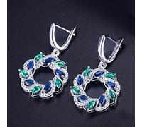 Couleur vert bleu cubique zirconia cristal long long pending rond gros cerceau boucles d'oreilles pour femmes bijoux