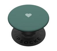 Couleur Vert pin Mignon cœur Minimaliste Amour PopSockets PopGrip Adhésif
