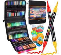 Couleurs 72 Stylos Feutre Acrylique, Feutre Peinture Acrylique Double Pointe Pinceau, Marqueur Acrylique Pour Papier, Verre, Galet, Métal, Plastique, Bois, Oeuf, Céramique, Textile