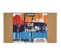 Pébéo - Studio Huile XL - Set 12 Tubes 20 Ml Couleurs Basiques + Accessoires - Kit De Peinture à l’Huile pour Artiste et Débutant - Pinceaux + Spatule + Carton Toilé - Couleurs Intenses