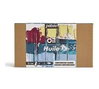 Pébéo - Studio Huile XL - Set 12 Tubes 20 Ml Couleurs Complémentaires + Accessoires - Kit de Peinture à l’Huile pour Artiste et Débutant - Pinceaux + Spatule + Carton Toilé - Couleurs Intenses