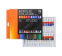 Couleurs acryliques : peintures riches 24, pigments résistants à l'eau | Ensemble artistique pour tissu en bois en céramique, fournitures créatives pour Artistes débutants, kit de peinture P