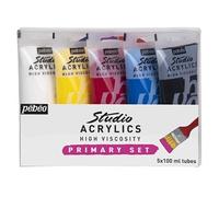 Peinture acrylique - PEBEO - Studio Acrylics - 5 Tubes de 100ml - Couleurs primaires - Facile à utiliser