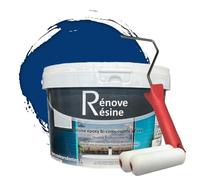 COULEURS D ANTAN Peinture Résine multisupport Intérieur pour Faïence, Carrelage, Douche, Baignoire 5m² - RAL 5017 Bleu signalisation + Kit d'application OFFERT