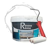 COULEURS D ANTAN Peinture Résine multisupport Intérieur pour Faïence, Carrelage, Douche, Baignoire 5m² - RAL 9010 Blanc pur + Kit d'application OFFERT