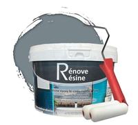COULEURS D ANTAN Peinture Résine multisupport Intérieur pour Faïence, Carrelage, Douche, Baignoire 5m² - RAL 7000 Gris petit-gris + Kit d'application OFFERT