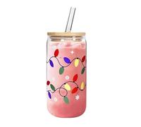 Couleurs de couleurs froides - tasseen verre réutilisable en verre, bouteille d'eau mignonne, tassede chaleur avec paille de couvercle | tassede voyage pour café glacé, lait, jus, chocolat chaud, h