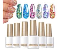 Couleurs de paillettes de vernis à ongles en gel, ensemble de vernis à ongles en gel pailleté | 6x vernis à ongles brillant avec paillettes,Vernis de manucure scintillante, absorbant la couche de fini