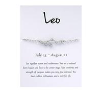 Couleurs De Valentin Choix Naturelle Anneaux Bracelet Femme Argent Sterling 925 Zodiac 12 Constellation Avec Une Carte De Bénédiction Acier Breloques Perle Anneaux (SL2, One Size)