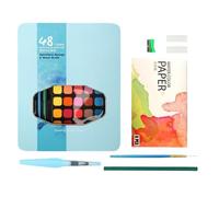 Couleurs d'eau peinture ensemble pour adultes, couleurs pour les couleurs de l'eau ensembles enfants - 48 Couleurs Sust Sketching Peintures Set - Palette de croquis, kits d'art de voyage, fournitures