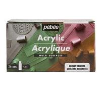 Couleurs Décoration Pebeo Acrylique Multisurfaces - Set 24 Flacons 59ml Brillant Couleurs Assorties + Accessoires Brillant BRILLANT G