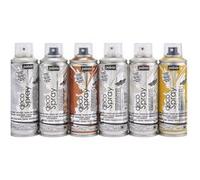 Pébéo - decoSpray - Peinture Acrylique en Spray - Décoration Multi Supports en Intérieur et Extérieur - Base Eau, Faible Odeur - 200 ml - Assortiment de 6 Sprays - Tons Métal, Nacrés et Pailletés