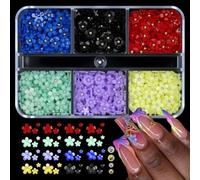 Couleurs mélangées Fleurs en résine pour ongles 24 champs(605) | Cinq fleurs par champ, design rose délicat, idéal pour un nail art élégant, application facile