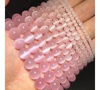 Couleurs mélangées Opale oeil de chat Pierre naturelle 4/6/8/10/12MM Verre d'espacement Perles en vrac pour la fabrication de bijoux Bracelets à bricoler soi-même Résultats-Rose clair, 6mm 63pcs